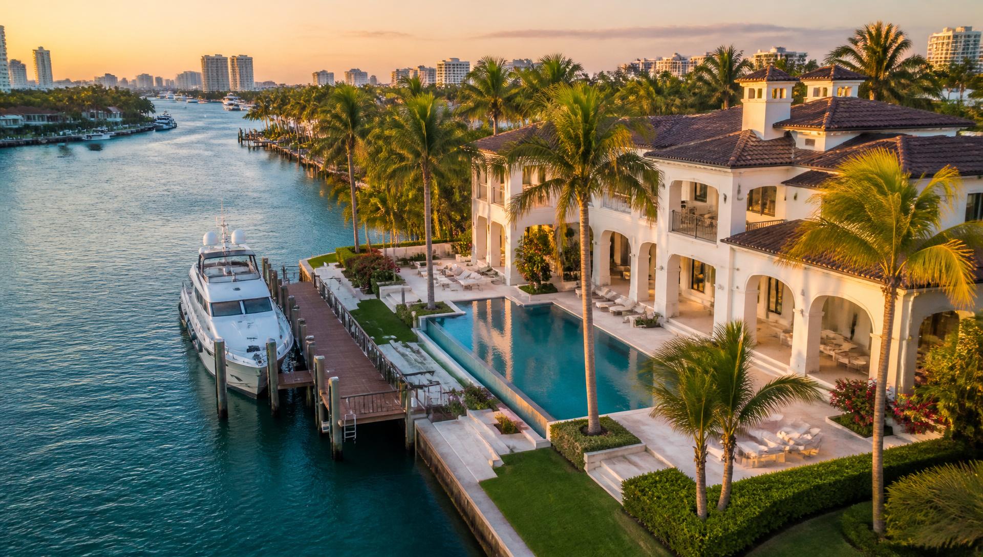 Fort Lauderdale Intracoastal waterway at sunset